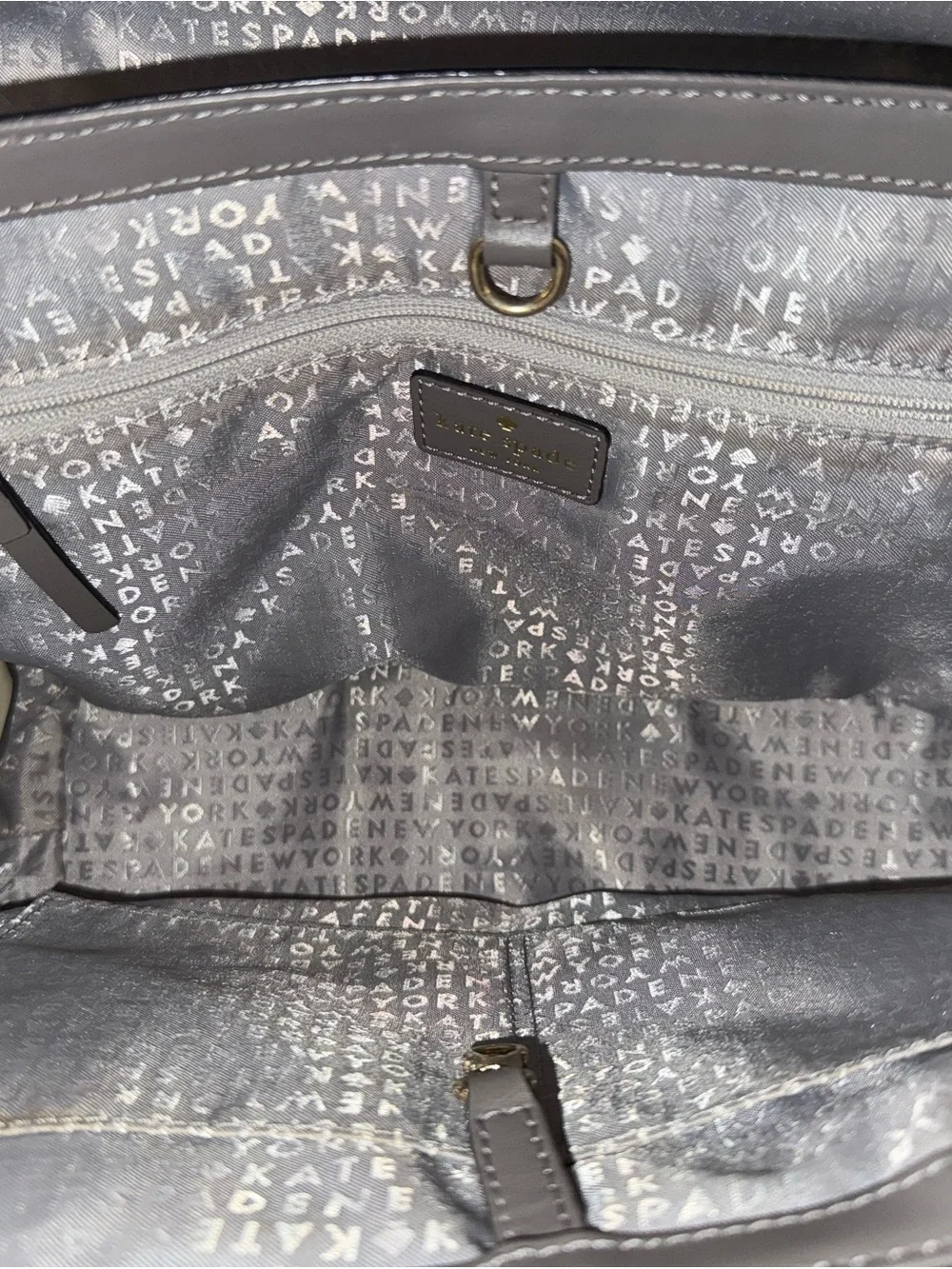 kate spade Gray Croc-Embossed Top Handle Satchel with Gold-Tone Accent